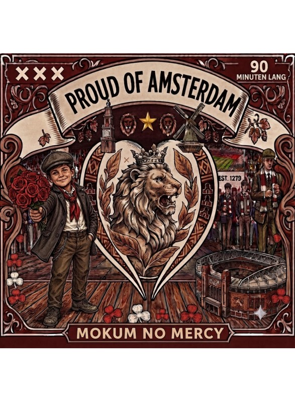Unieke ( Wand) vloerdecoratie / vloerkleed voor Mancave & Woonkamer , Proud of Amsterdam Mokum No Mercy