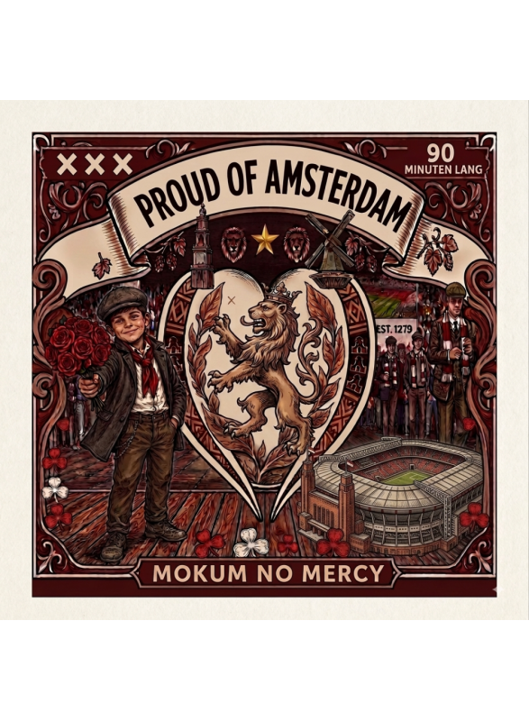 Unieke Amsterdam Wandkleed decoratie - vloerkleed voor Mancave & Woonkamer , Proud of Amsterdam Mokum No Mercy