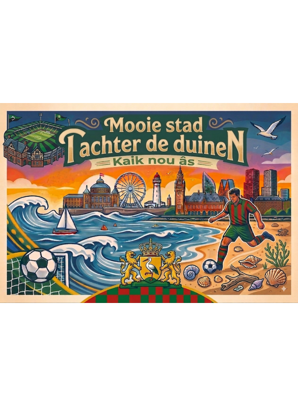 Vintage Den Haag Wandkleed/ Vloerkleed - Haagse Skyline Mat - 78 x 118 cm