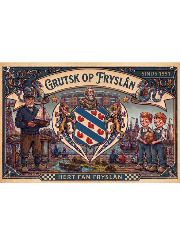 Friesland Wandtapijt/ vloerkleed  – Grutsk op Fryslân - Hart fan Fryslân - 78 x 118 cm