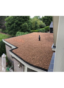 perzikstenen op plat dak