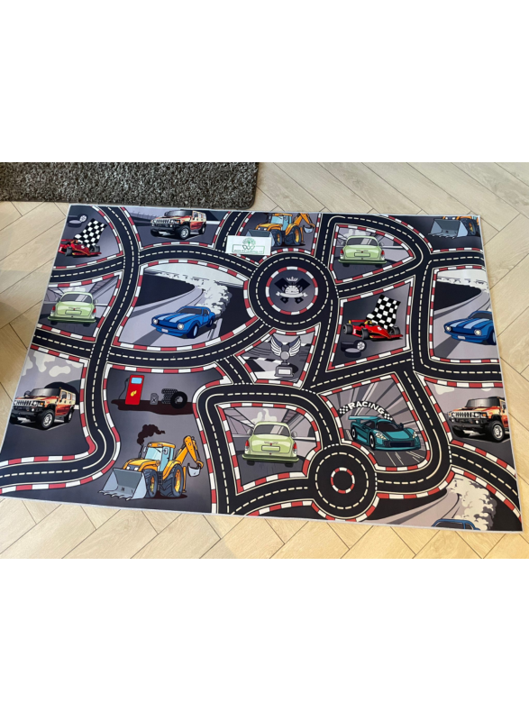 Speelkleed  racingfun - Verkeerskleed race - speeltapijt racebaan -140 x 200 cm