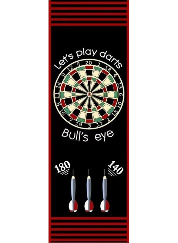 dartmat - dartkleed - 237 x 80 cm- zwart / rood