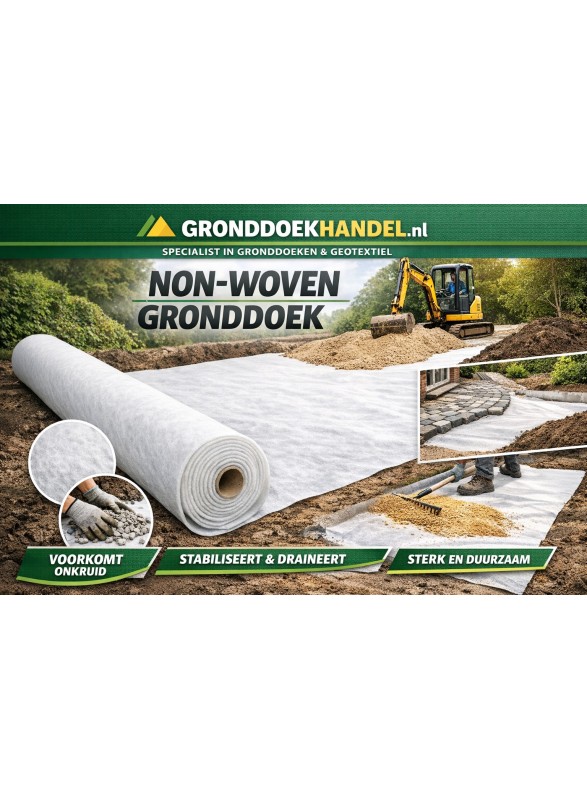 Geotextiel nonwoven gronddoek 190 gr - wit